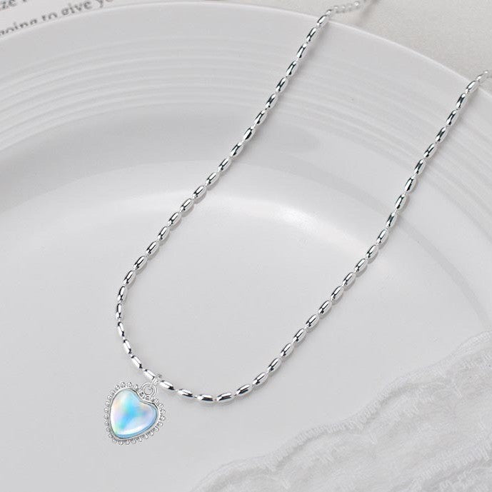 Opal Heart Water Drops Necklace For Women