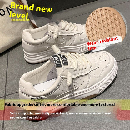 Hot New Items at Buy Center: Spring And Autumn Flat Platform White All-matching Casual Sports White Shoes Board Shoes White And Black