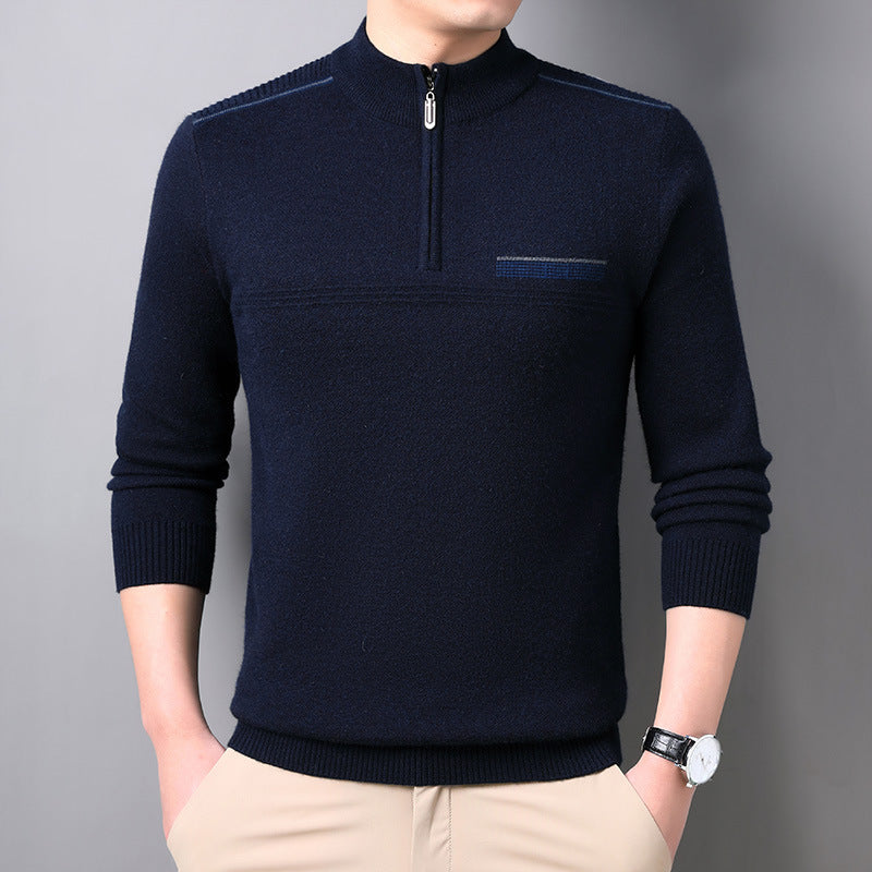 Men's Half-turtleneck Zipper Sweater For Middle-aged And Elderly People Buy Center