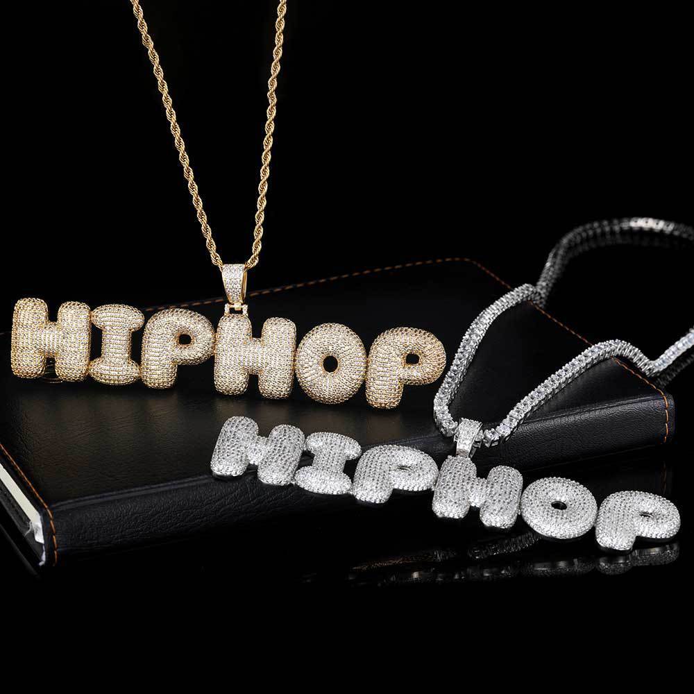 Newly Released at Buy Center: Hip Hop Bubbles Letter Pendant Micro Zirconia Necklace