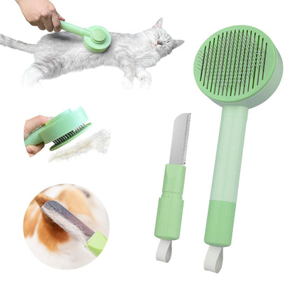 New 2-in-1 Grooming Brush Hair Remover Brush And Deshedding Brush For Indoor Long Haired Cats And Shedding Cats And Dogs Quick To Clean And Washable Easy Storage Suspension Green