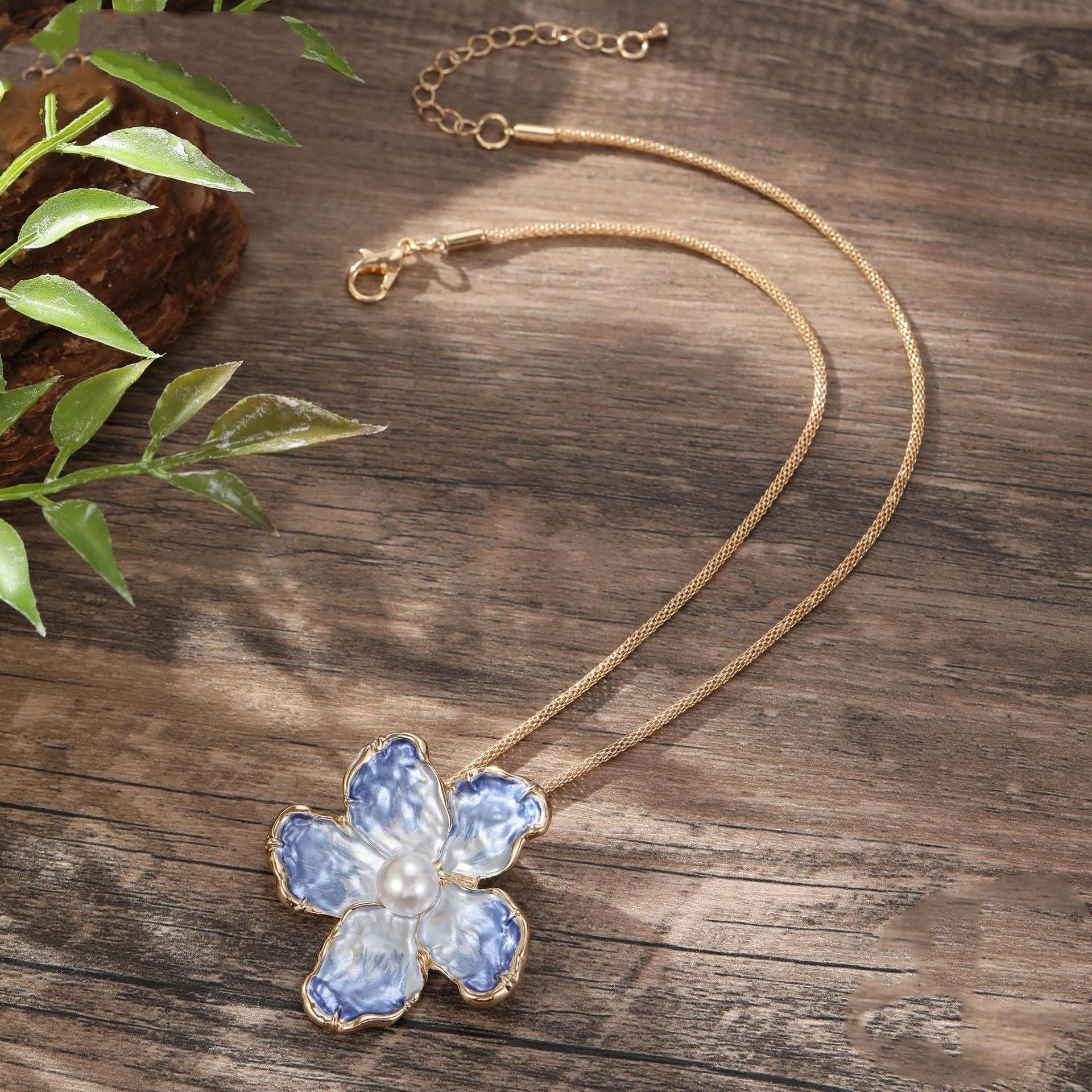 Buy Center Handpicked- Blue Enamel Camellia Pendant Fashion