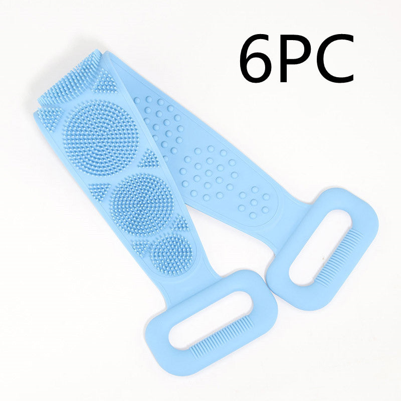 Hot New Items at Buy Center: Bath Towel Silicone Rubbing Back Towel 6PC Sea sky blue