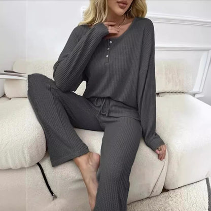 Solid Color Fashion Casual Long Sleeve Pants Two-piece Set Buy Center