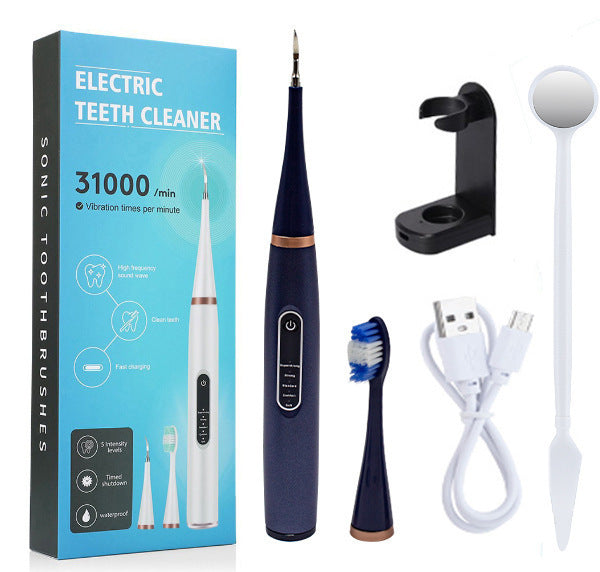 Buy Center Handpicked- Household Ultrasonic Six-in-one Electric Teeth Cleaner 156X Deep Blue Basic Style English