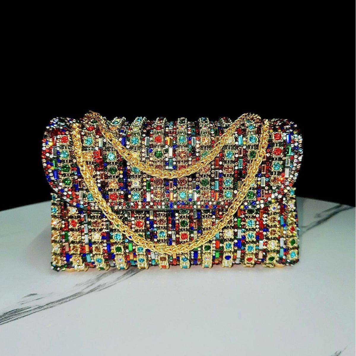 Bolso de mano lleno de diamantes estilo retro europeo y americano