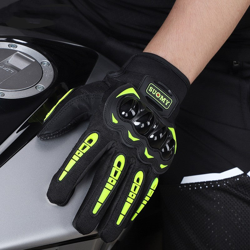 Gants de moto respirants et résistants aux chutes pour hommes avec étui à doigts complet pour écran tactile