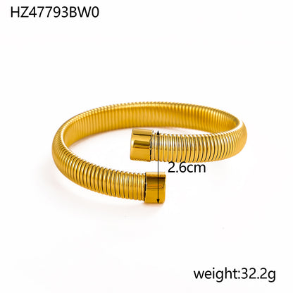 Buy Center Premium Choice-Ring Soft Titanium Steel Open-end Bracelet Gold Plated HZ47793BW0