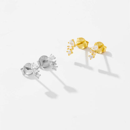 Buy Center Handpicked- Women's S925 Sterling Silver Three-diamond Irregular Zircon Stud Earrings