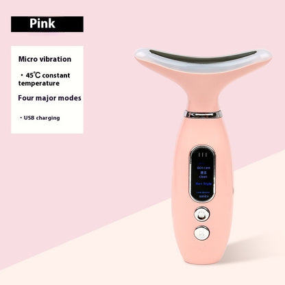 Buy Center Hot Pick-Neck Beauty Instrument Charging Color Light V Face Massage Instrument Rechargeable Pink