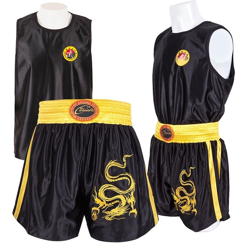 Zhuoao Solong Tattoo Clothes For Sanda Muay Thai Shorts Men And Women Clothes For Sanda Black