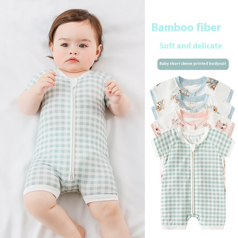 Hot New Items at Buy Center: Bamboo Fiber Baby Jumpsuit Short Sleeve Thin Romper