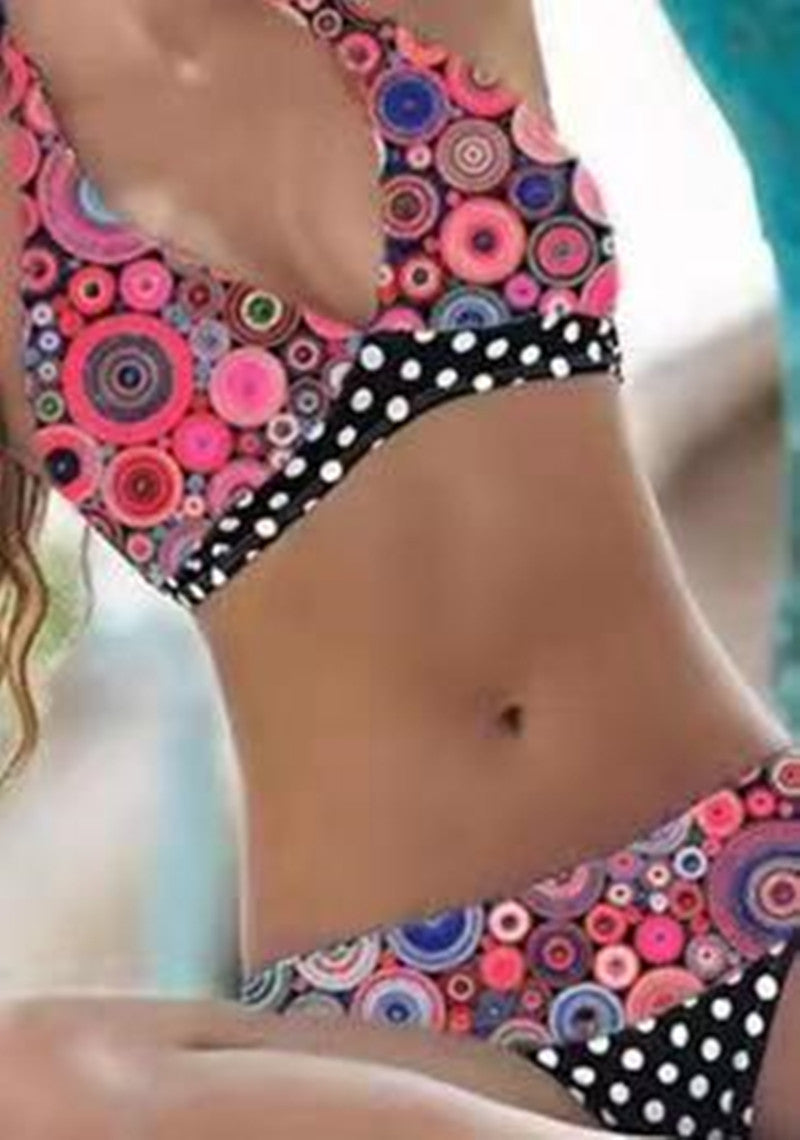 Fresh on the Scene at Buy Center: Women's Printed High Waist Split Bikini Suit