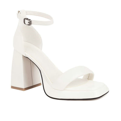 Fresh Arrivals at Buy Center: Women's Chunky Heel High Heel Platform Ankle-strap Buckle Sandals White