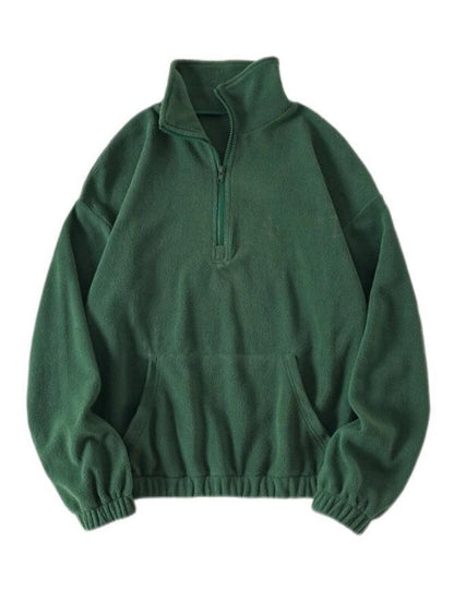 Newly Released at Buy Center: Men's Loose Versatile Zipper Half Cardigan Sweater Dark Green