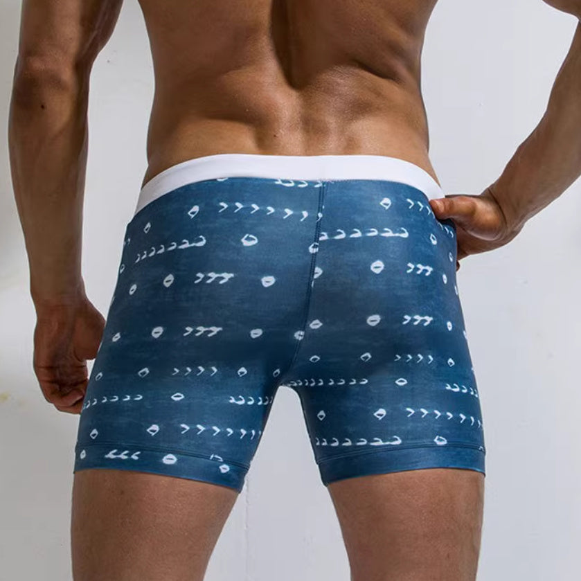 Men's Elastic Printed Swimming Trunks Buy Center