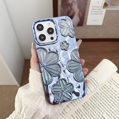 Buy Center Trend-Electroplating Pleated Flower I Phone Case Blue