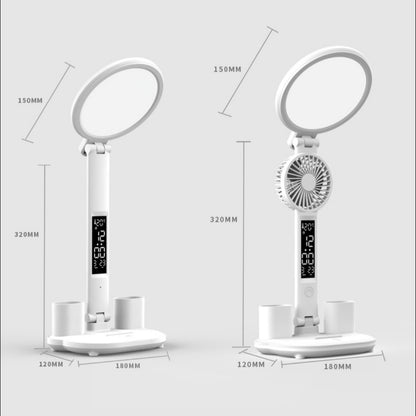 Just Arrived at Buy Center: LED Clock Table Lamp USB Chargeable Dimmable Desk Lamp Plug-in LED Fan Light Foldable Eye Protection Reading Night Light