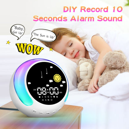 Hot New Items at Buy Center: Children's Alarm Clock Bluetooth Speaker Touch RGB With White Noise Wake-up Light Milky White Alarm Clock Speaker