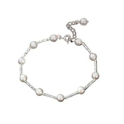 Buy Center Picks-Sterling Silver Starry Silver Pearl Bracelet For Women