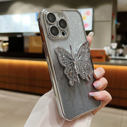 Fresh on the Scene at Buy Center: Hollow Butterfly Phone Case Gradient Transparent Plating Protective Cover Silver