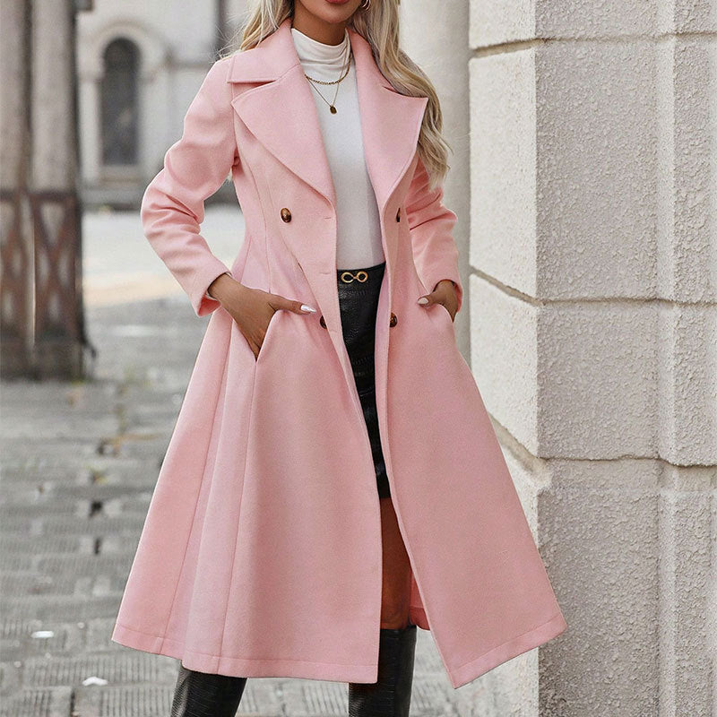 Women's Trench Coat Lapel Pocket Double Breasted Coat Buy Center