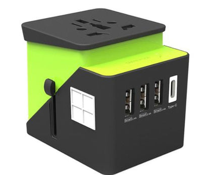 Now Available at Buy Center: 3 USB 1 Typc C International Power Adapter For Europe, UK, China, Australia, Japan And More 200 Countries