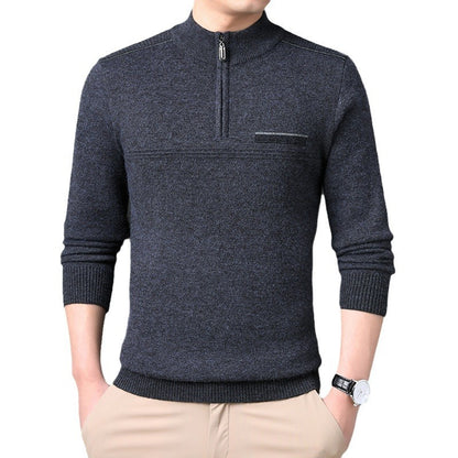 Men's Half-turtleneck Zipper Sweater For Middle-aged And Elderly People Buy Center