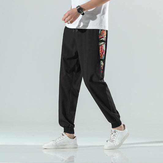 Newly Arrived at Buy Center: Plus Size Cropped Pants Chinese Style Men's Trendy Casual Pants