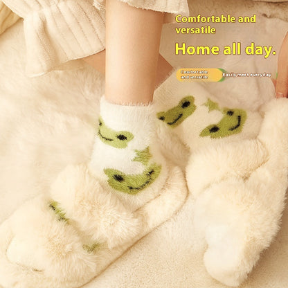 Mink Fur Socks Female Cartoon Animal Cute Warm Sleep Buy Center