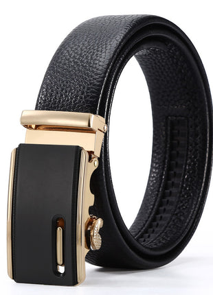 Ceinture d'affaires à boucle automatique en cuir pour homme