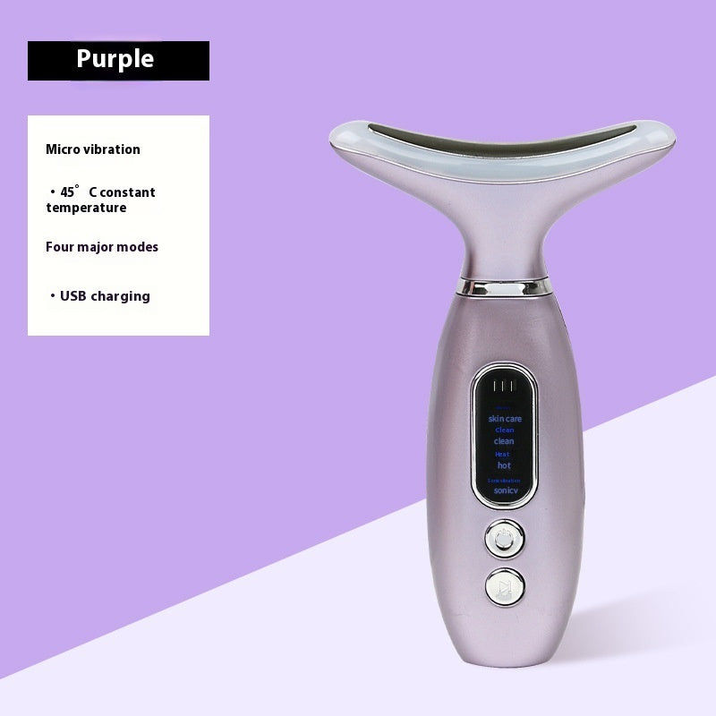 Buy Center Hot Pick-Neck Beauty Instrument Charging Color Light V Face Massage Instrument Rechargeable Purple