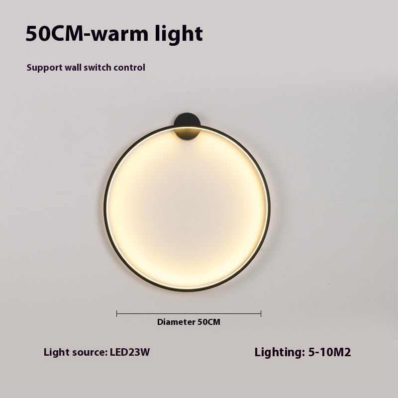 Newly Released at Buy Center: Minimalist Round Bedroom Bedside Lamp Wireless Living Room Sofa Background Wall Hotel Decorative Wall Lamp 50CM Warm Light