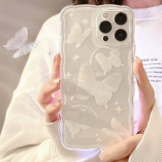 Newly Released at Buy Center: Simple Butterfly Modern Transparent Women's Phone Case White Crystal Butterfly