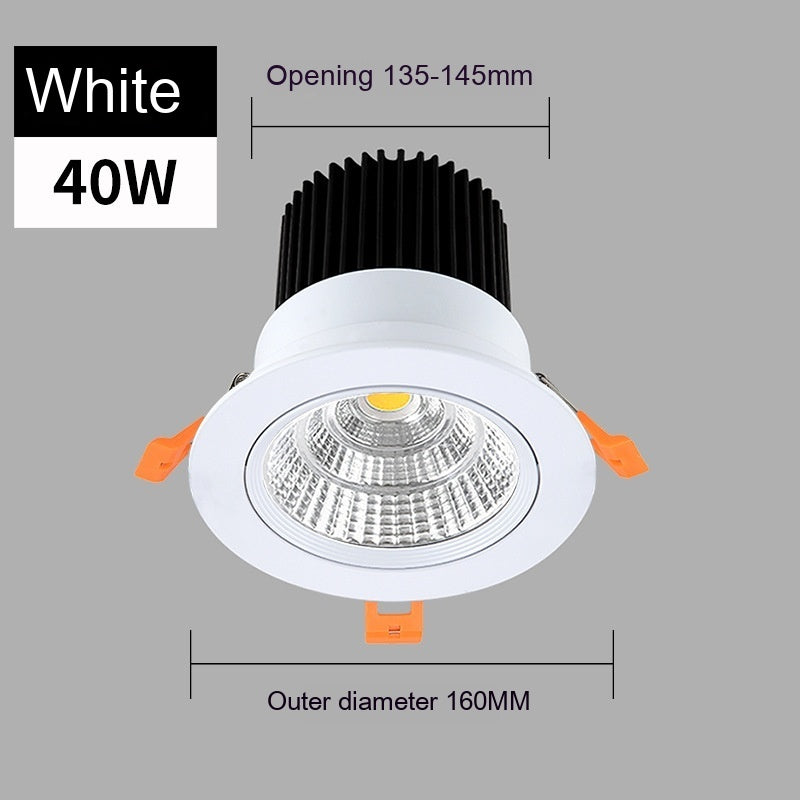 Just Arrived at Buy Center: Led Anti-glare Spotlight Embedded Variable Light With Three Colors Ceiling Lamp White 40W Hole 155 To165mm