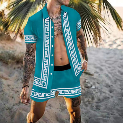 Chemise ample imprimée multicolore décontractée pour hommes, tenue de plage