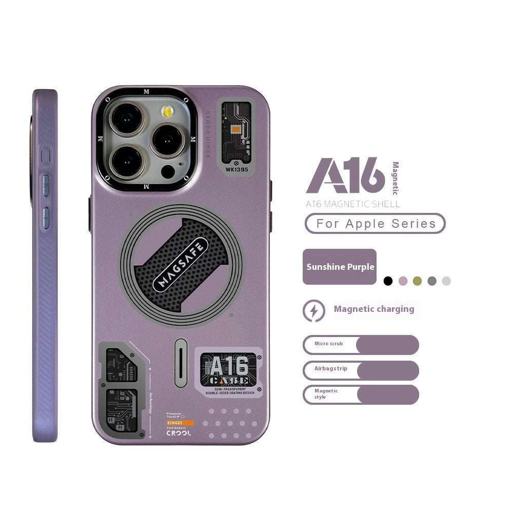 Now Available at Buy Center: Technology Style Magnetic Suction Trend Frosted Drop-resistant Phone Case Xiaguang Purple