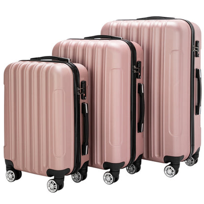 Valise à roulettes verticale 3 en 1 avec poignée, 20 pouces, 24 pouces, 28 pouces, en alliage d'aluminium ABS, couleur tendance - Or rose