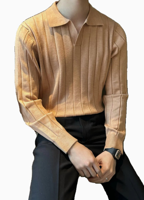 Loose Pit Striped V-neck Long Sleeve T-shirt Buy Center