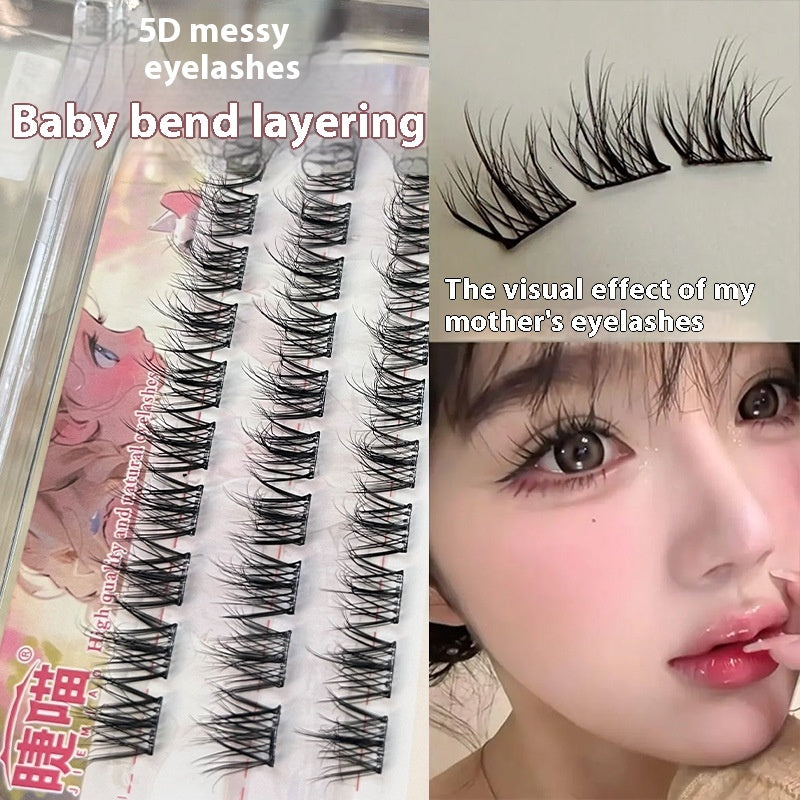 5D Baby Curved Mink Fur Glue-free Self-adhesive False Eyelashes Messy Mom Girl Style