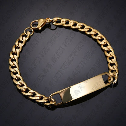 Buy Center Hot Pick-DIY Laser Engraved Stainless Steel Couple Bracelet Bracelet Jewelry Gold