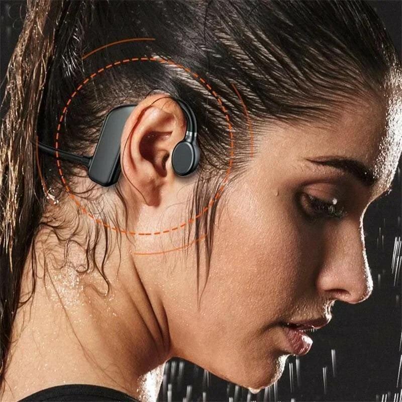 Hot New Items at Buy Center: Bone Conduction Headphones Waterproof Open Ear Wireless Earbuds Bluetooth Long Playtime Sports Headset With Mic Sweatproof Premium Sound Air Conduction Earphones For Running Sports Swimming