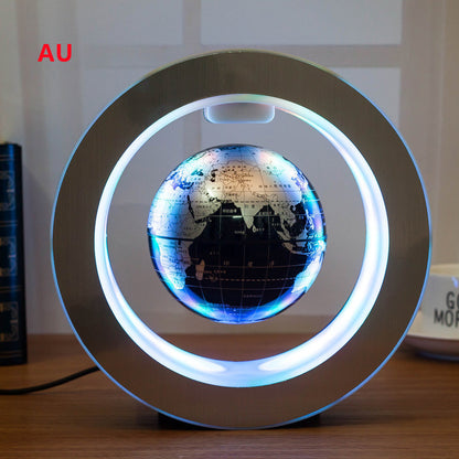 Round LED World Map Floating Globe Magnetic Levitation Light Anti Gravity Magic Black English AU