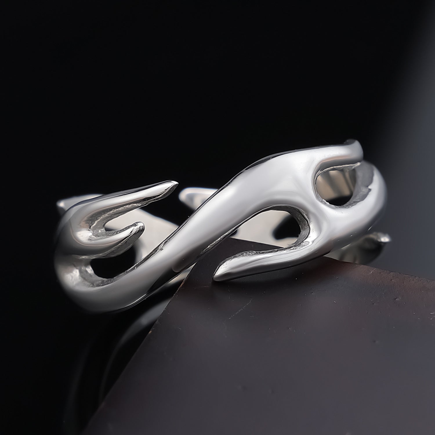 Buy Center Premium-Flame Totem Stainless Steel Neutral Silver Ring