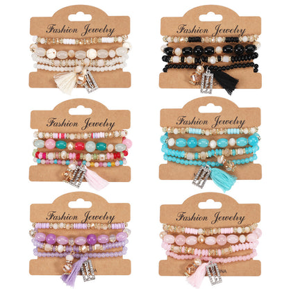 Buy Center Exclusive Offer-Bohemian Tassel Crystal Pendant Multi-layer Vintage Bead Bracelet