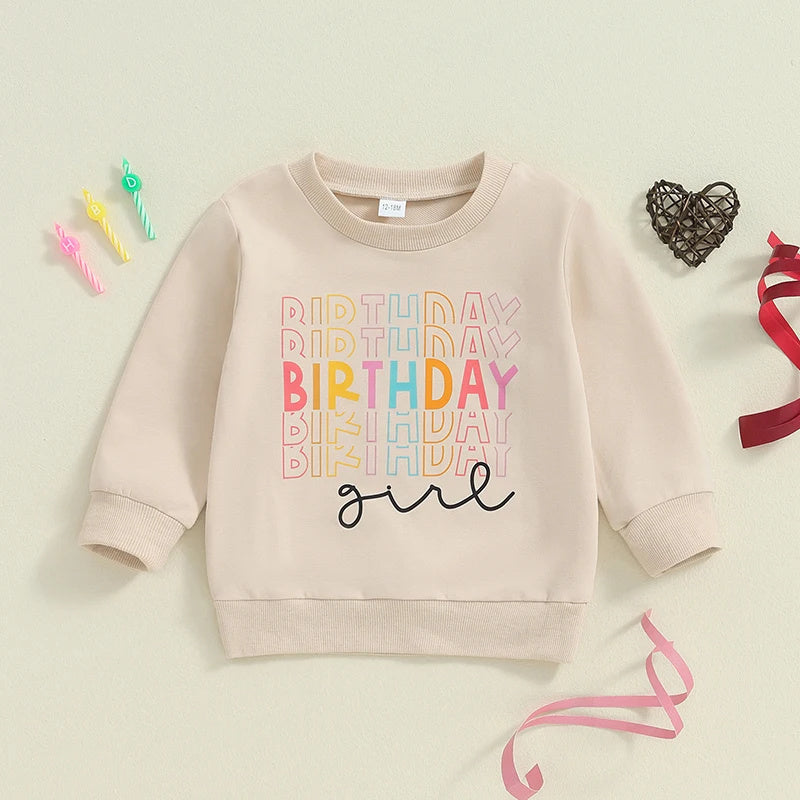 Hot New Items at Buy Center: Girl's Casual Versatile Birthday Letter Hoodie