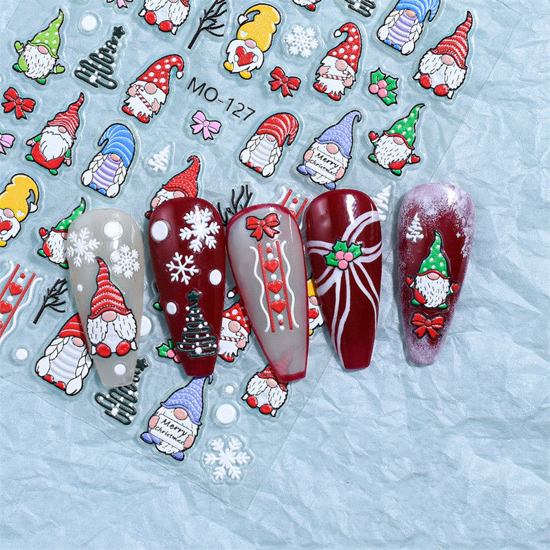 Christmas Relief Nail Stickers Paper Tape Adhesive Waterproof