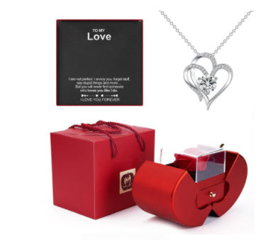 Trending Now at Buy Center: Fashion Jewelry Box Red Apple Christmas Gift Necklace Eternal Rose For Girl Mother's Day Valentine's Day Gifts With Artificial Flower Rose Flower Jewelry Box Necklaceflowerboxwithoutcard English