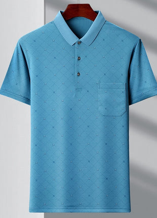 Camiseta tipo polo juvenil con cuello tipo polo y rayas con bolsillo real para hombre