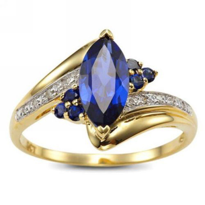 Buy Center Premium-Women's Fashion Sapphire Plated 18K Gold Ring